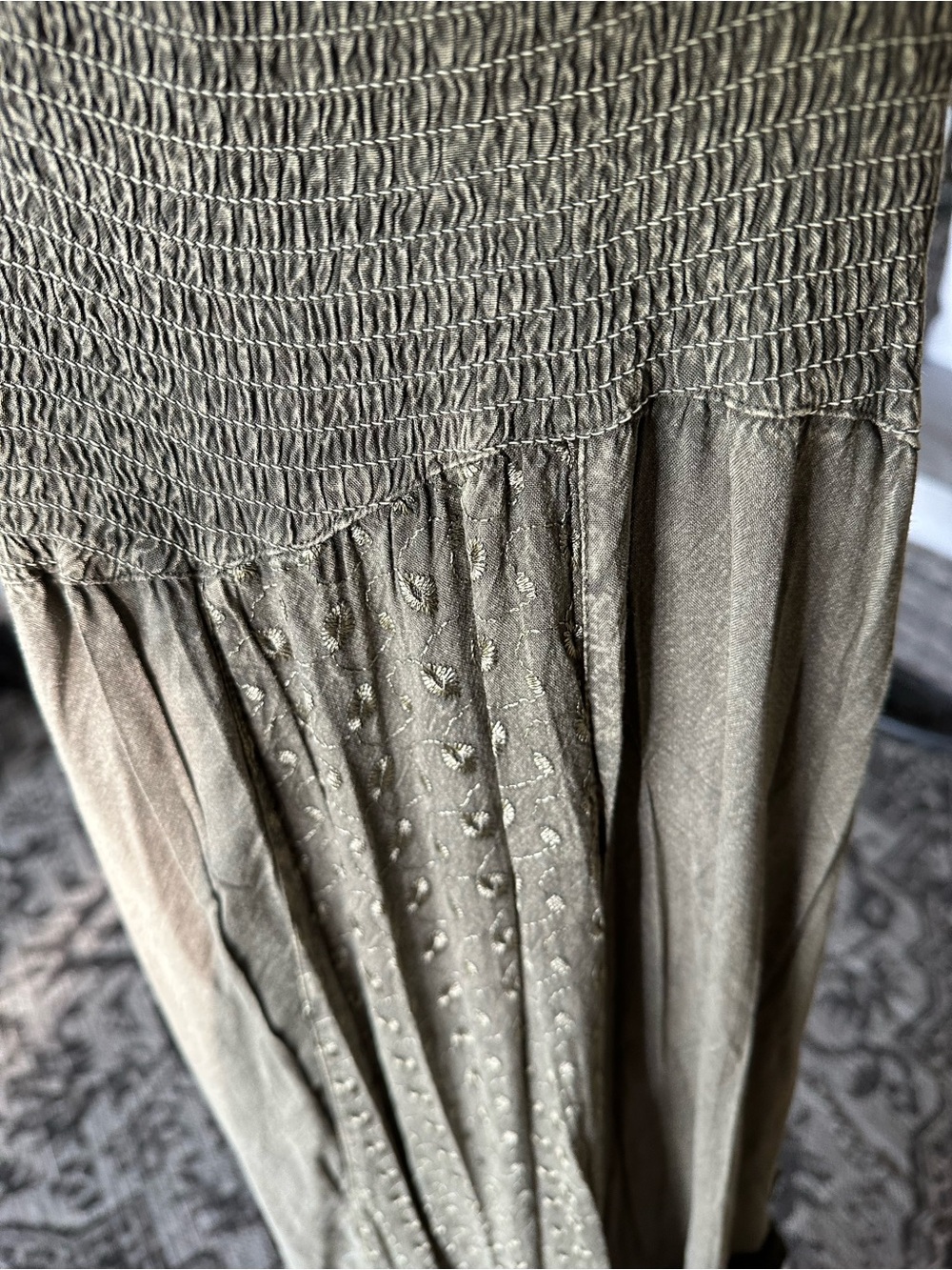 YOUNG THREADS NWT  Boho Maxi Dress Hi-Low Ruffle Embroidered Multicolor - Picture 16 of 16